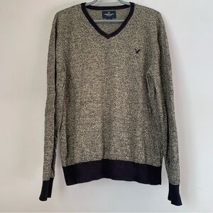 American Eagle Outfitters Heather Grey V-Neck Sweater Size L Men’s Cozy Gorpcore